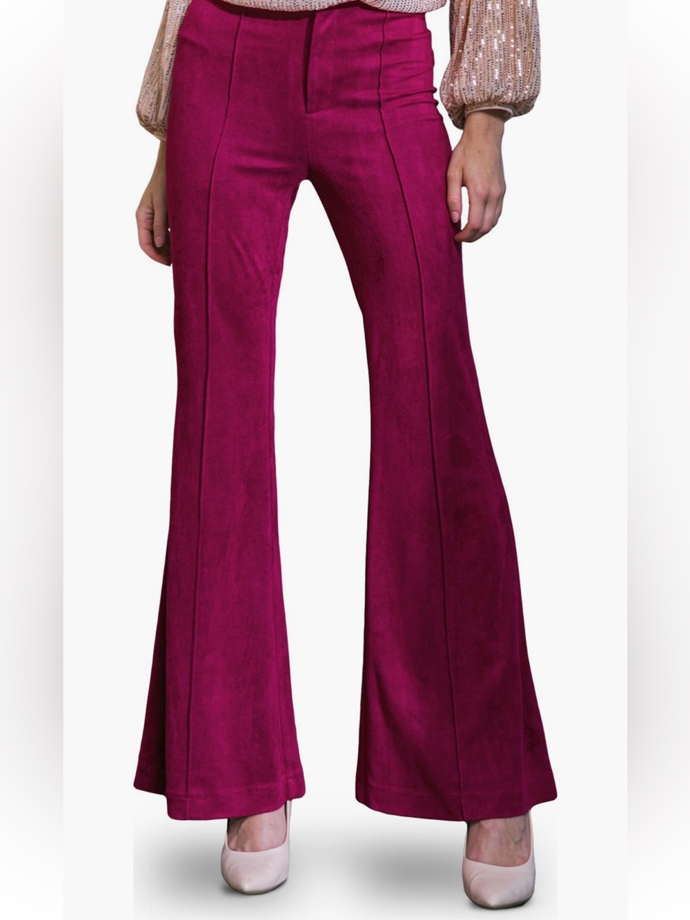Flying Tomato Women's Faux Suede Flare Pants NWOT - Picture 1 of 5